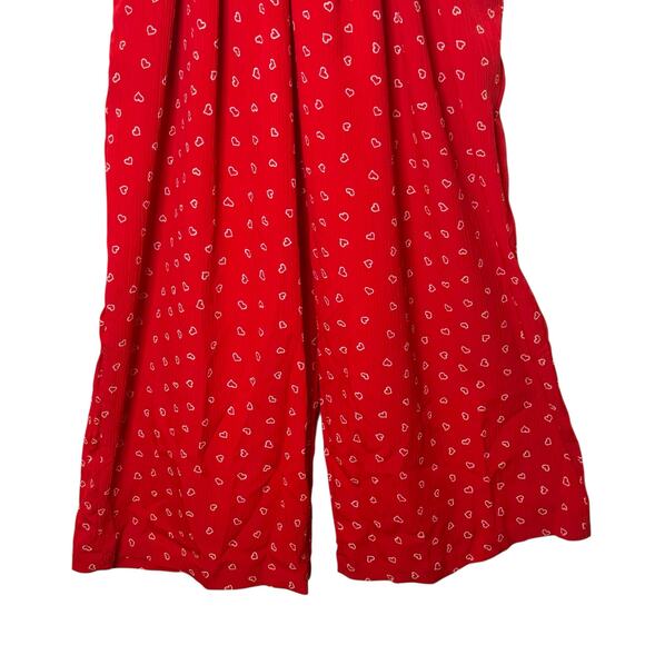 Vintage Talbots Kids Girls Size 10 Red White Hearts Tie Back Wide Leg Jumpsuit - Picture 4 of 8
